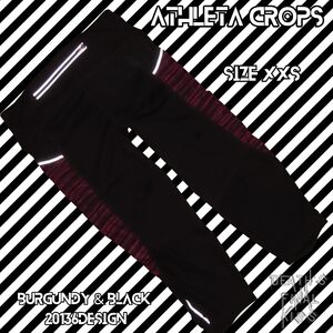 Athleta Burgundy Black Space-dye Cropped Leggings Pockets Roller Derby Lifting